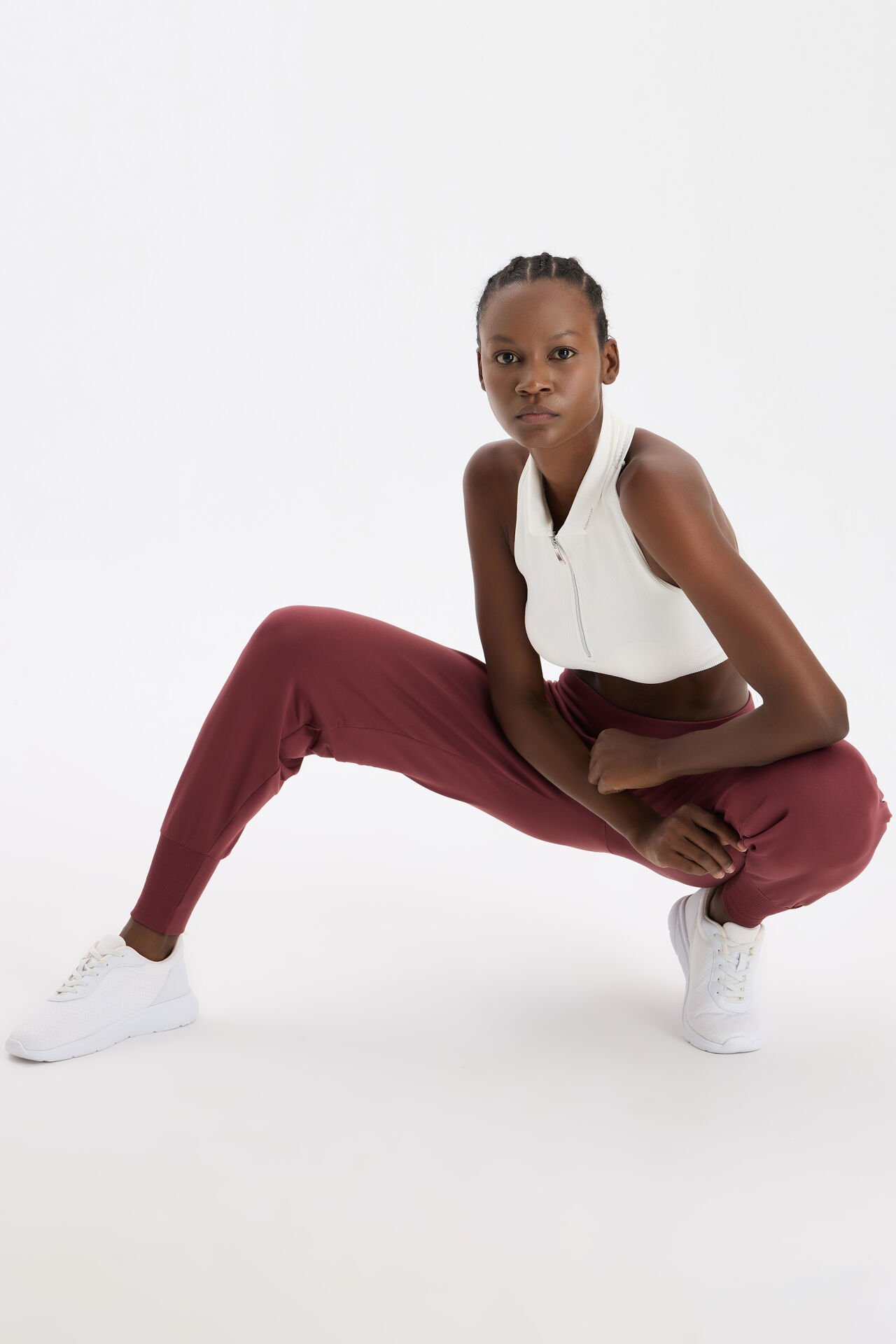 Cepli Dikişsiz Jogger Pantolon Kestane Bordo