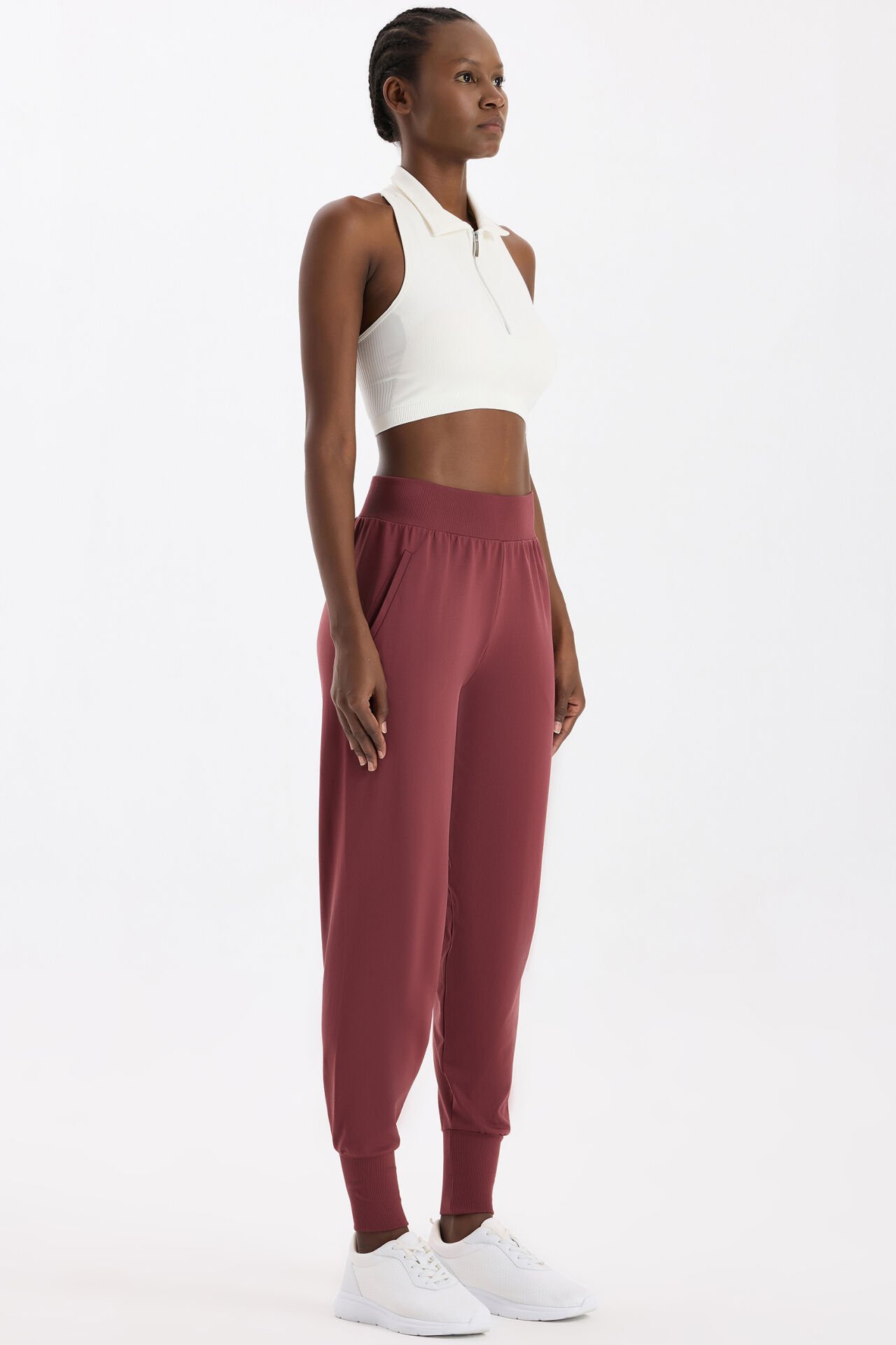 Cepli Dikişsiz Jogger Pantolon Kestane Bordo