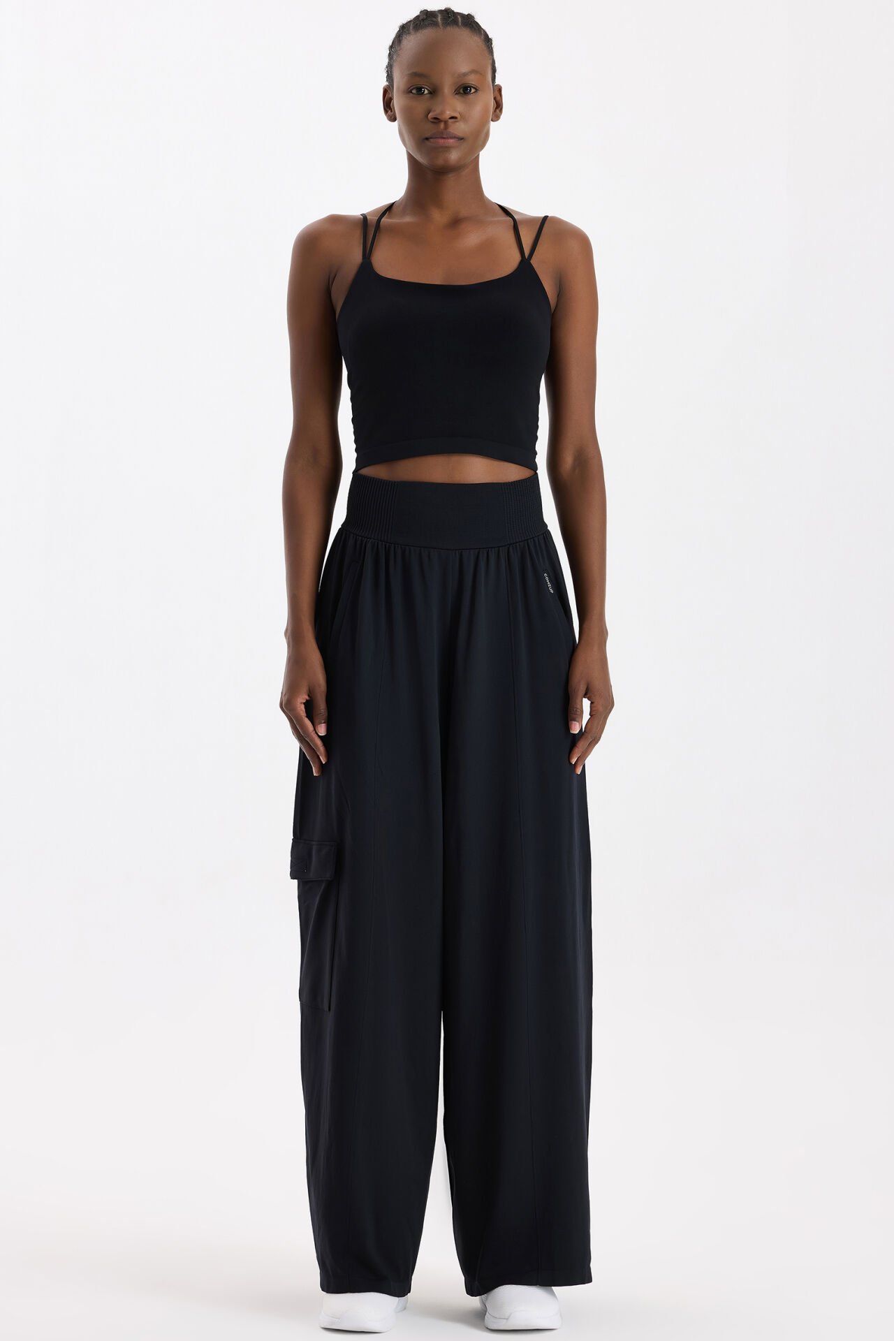 Yüksek Belli Kargo Cepli Pantolon Siyah