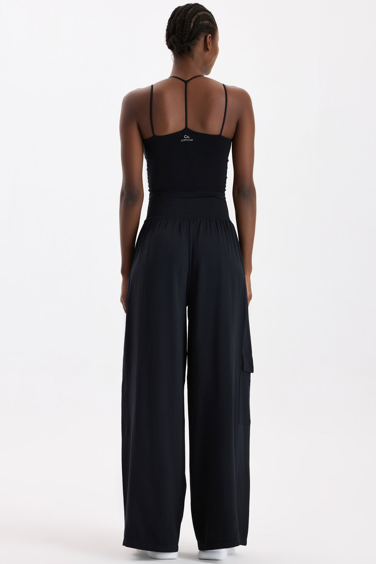 Yüksek Belli Kargo Cepli Pantolon Siyah