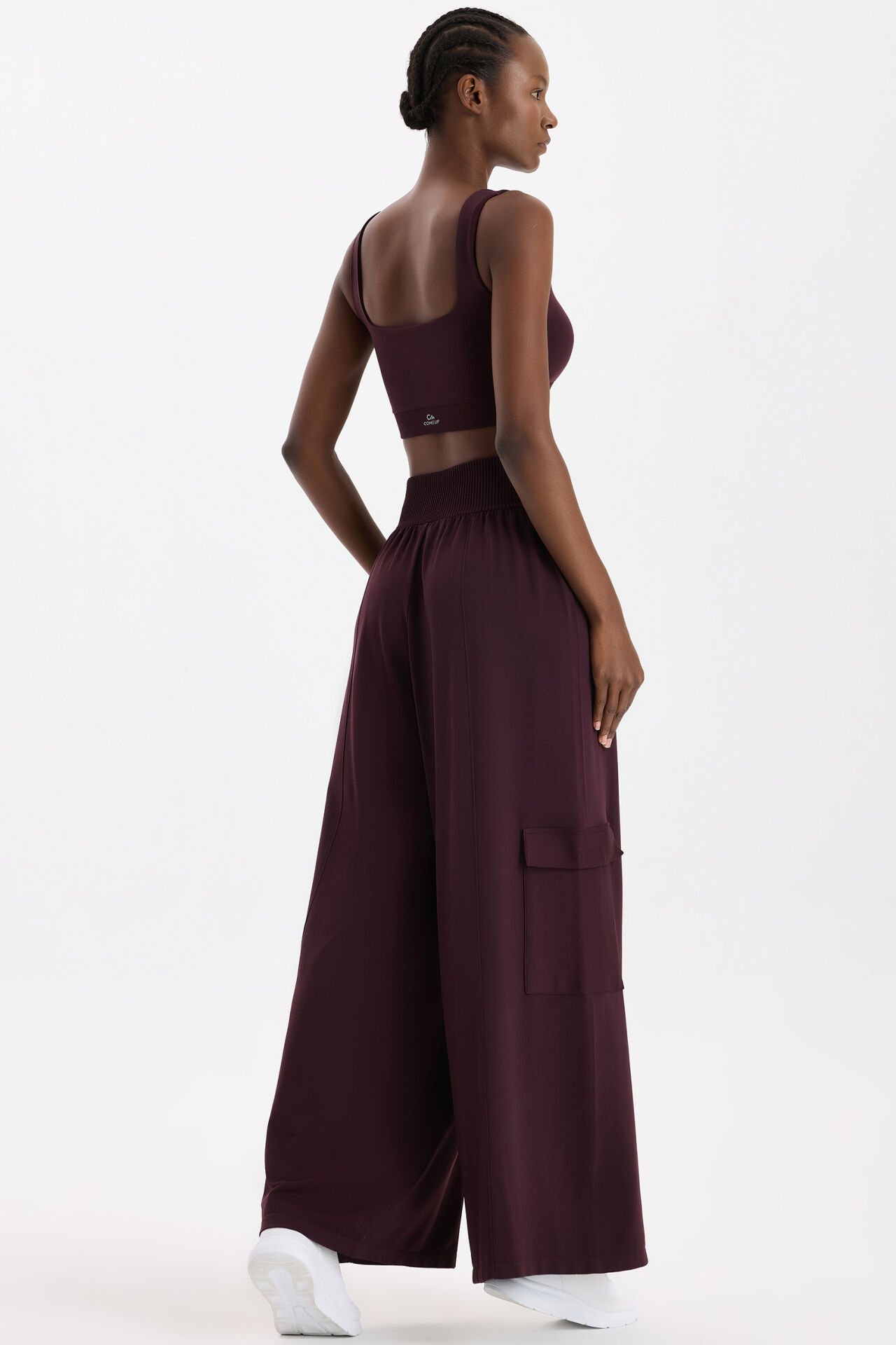 Yüksek Belli Kargo Cepli Pantolon Burgundy