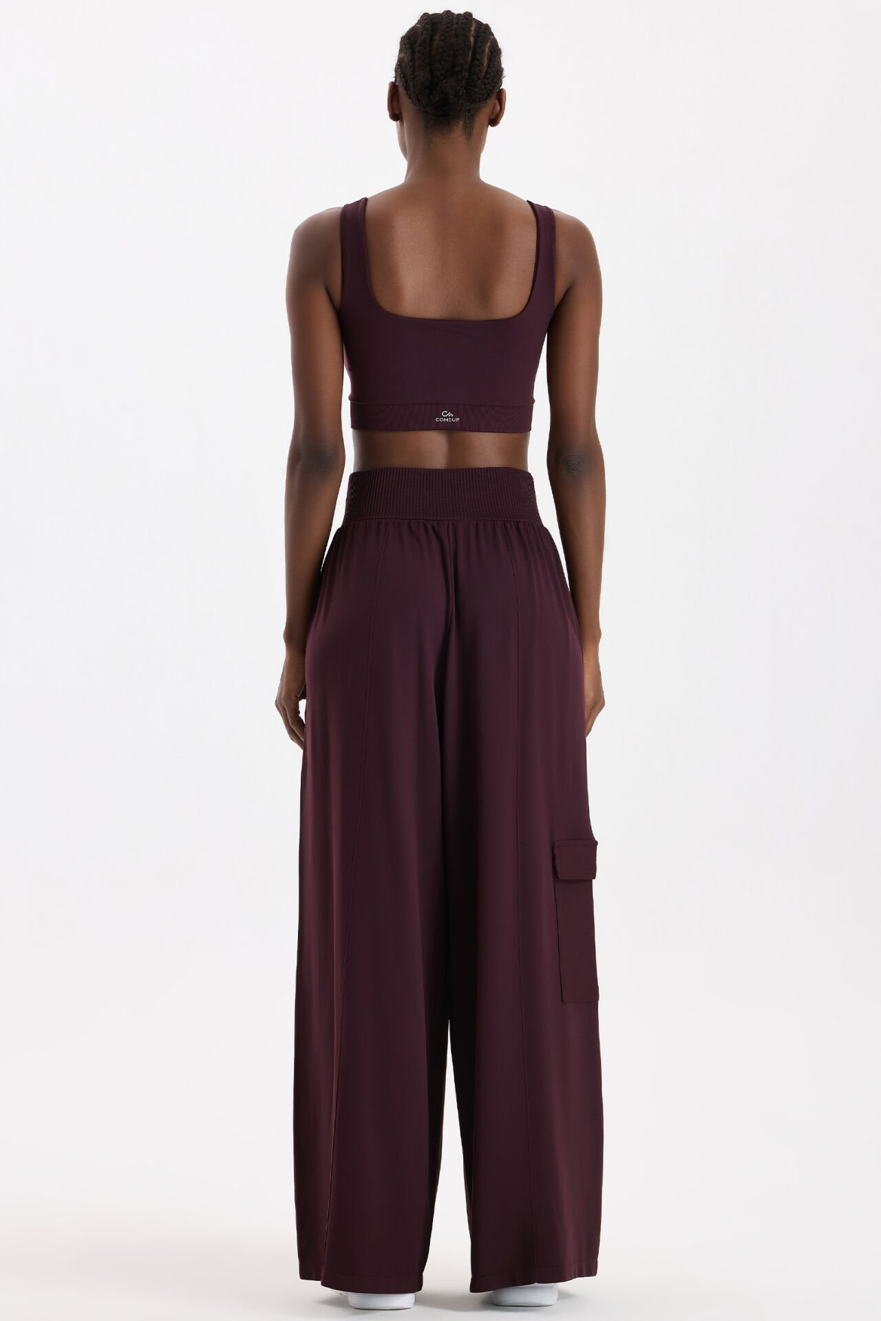 Yüksek Belli Kargo Cepli Pantolon Burgundy