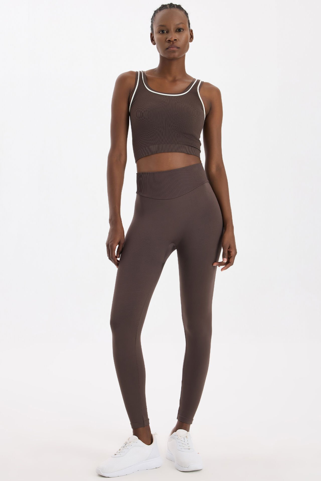 Oval Kemer Tasarımlı Toparlayıcı Tayt Kakao Dansı