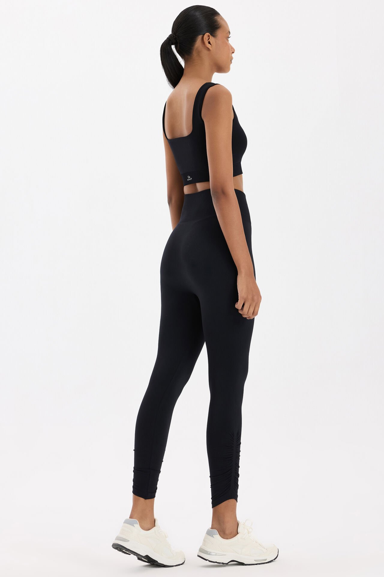 Paçası Büzgülü Spor Tayt Siyah