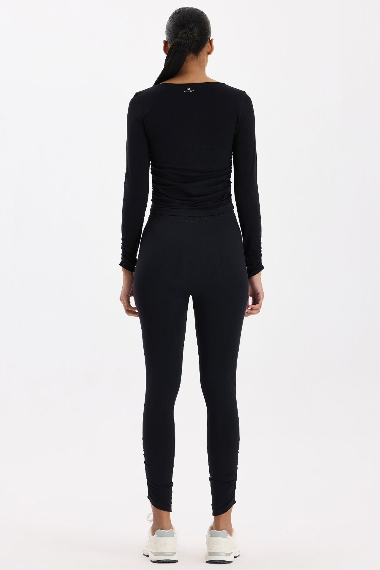 Paçası Büzgülü Spor Tayt Siyah