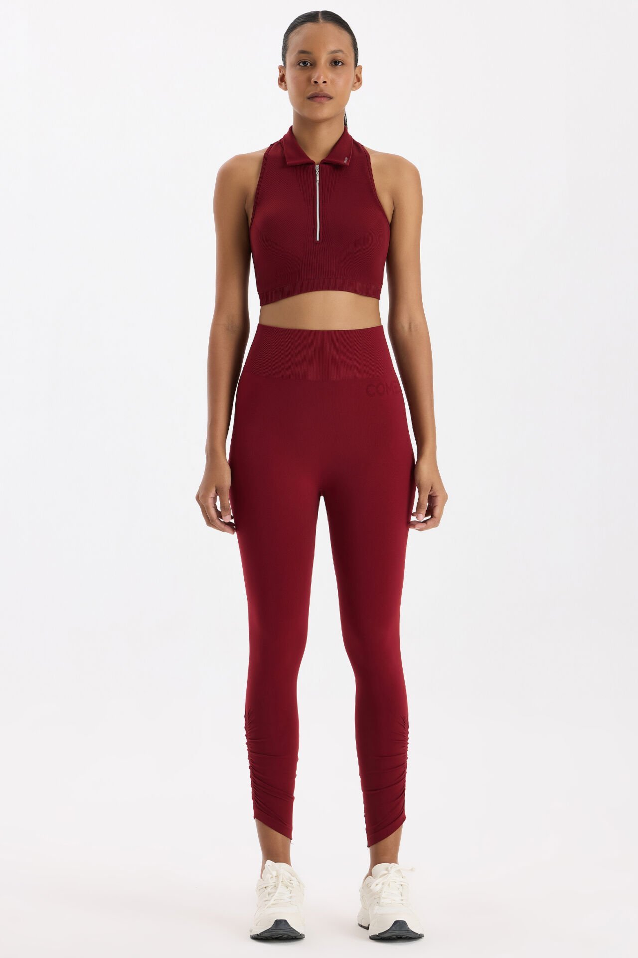 Paçası Büzgülü Spor Tayt Scarlet Kırmızısı