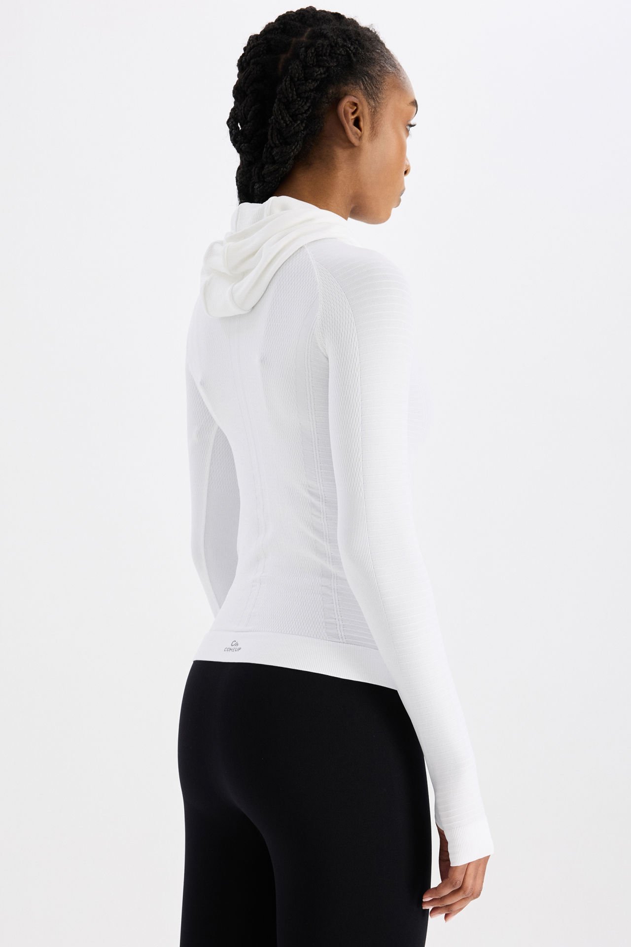 Uzun Kollu Kapüşonlu Sweatshirt Beyaz