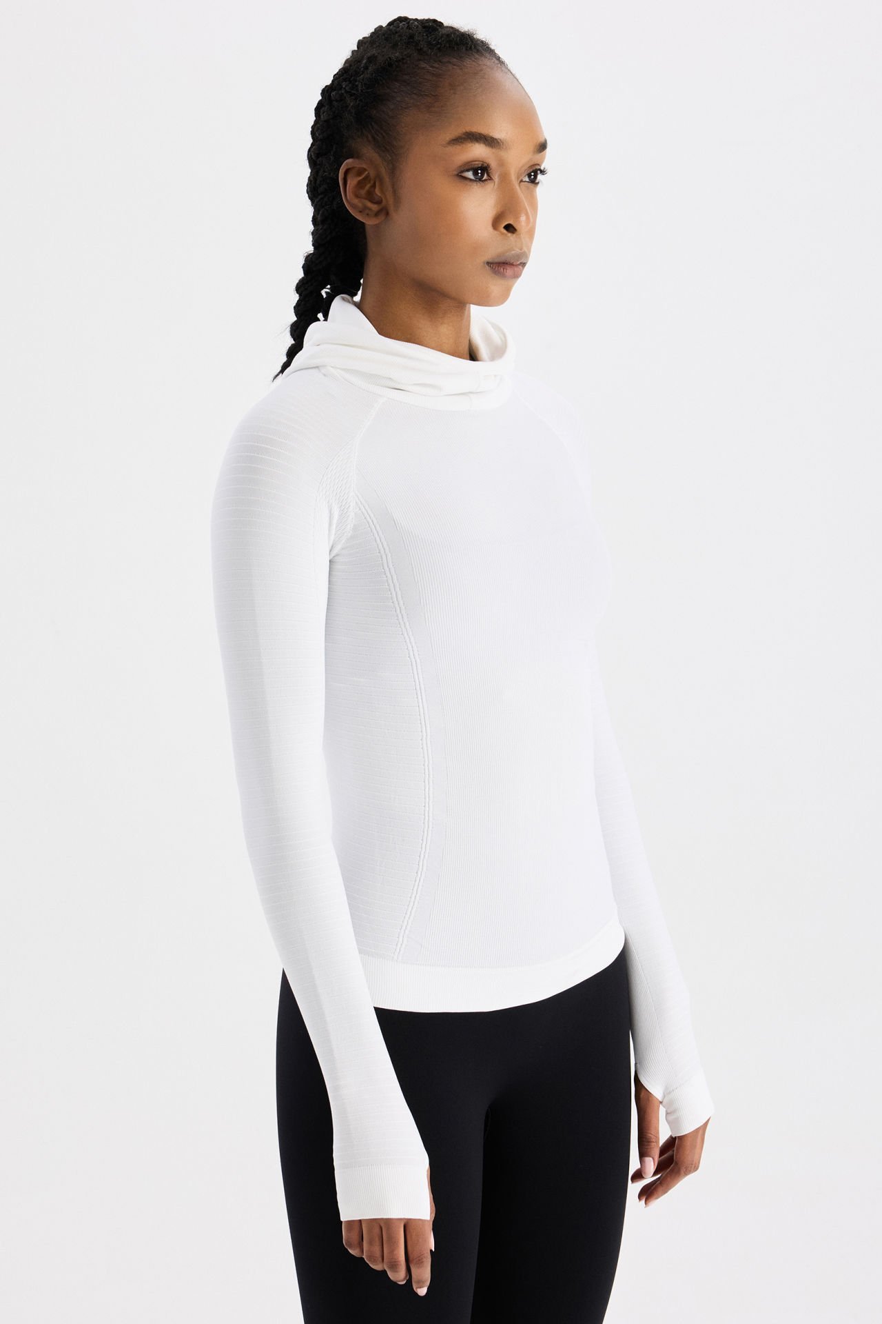 Uzun Kollu Kapüşonlu Sweatshirt Beyaz