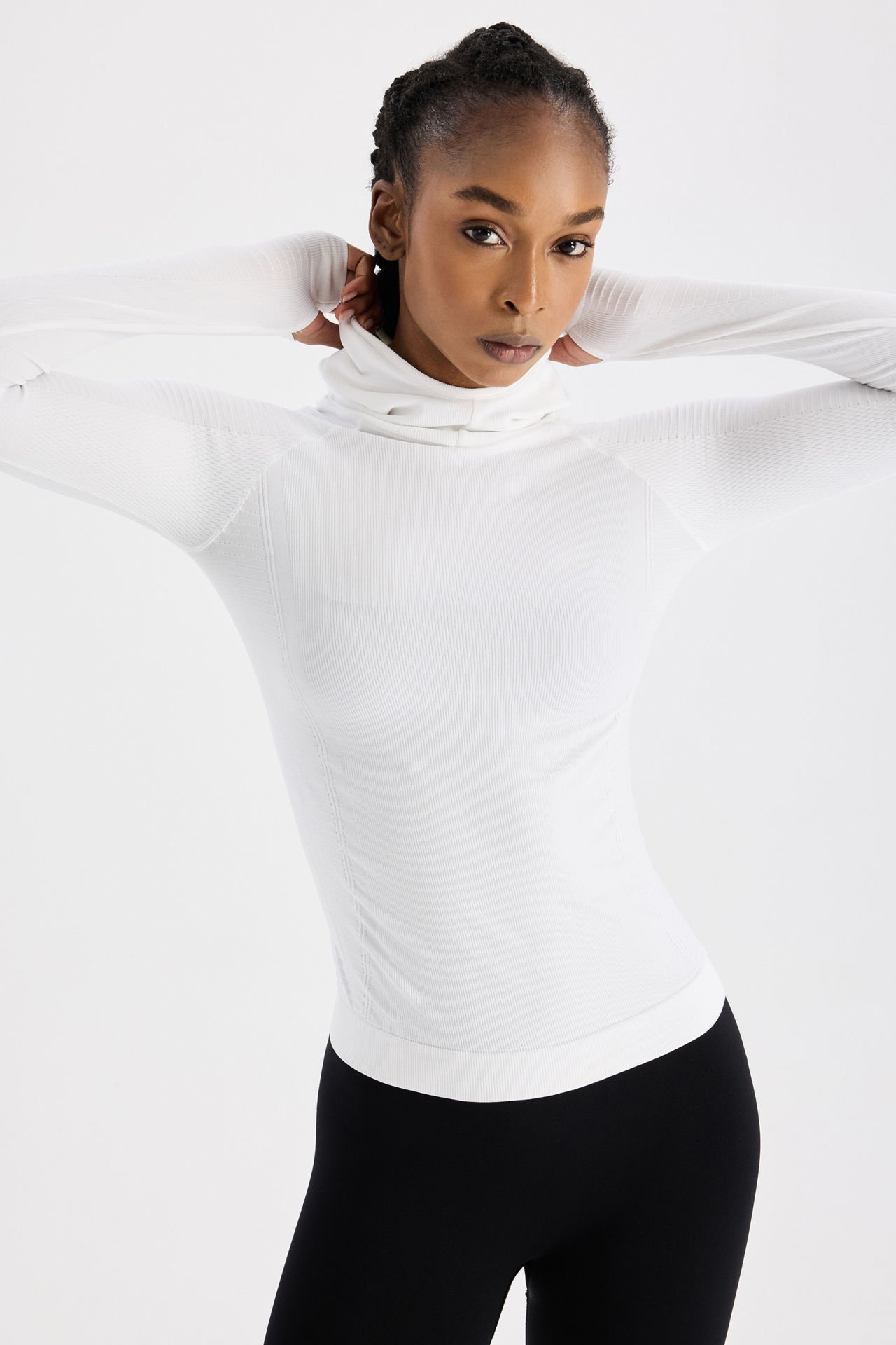 Uzun Kollu Kapüşonlu Sweatshirt Beyaz