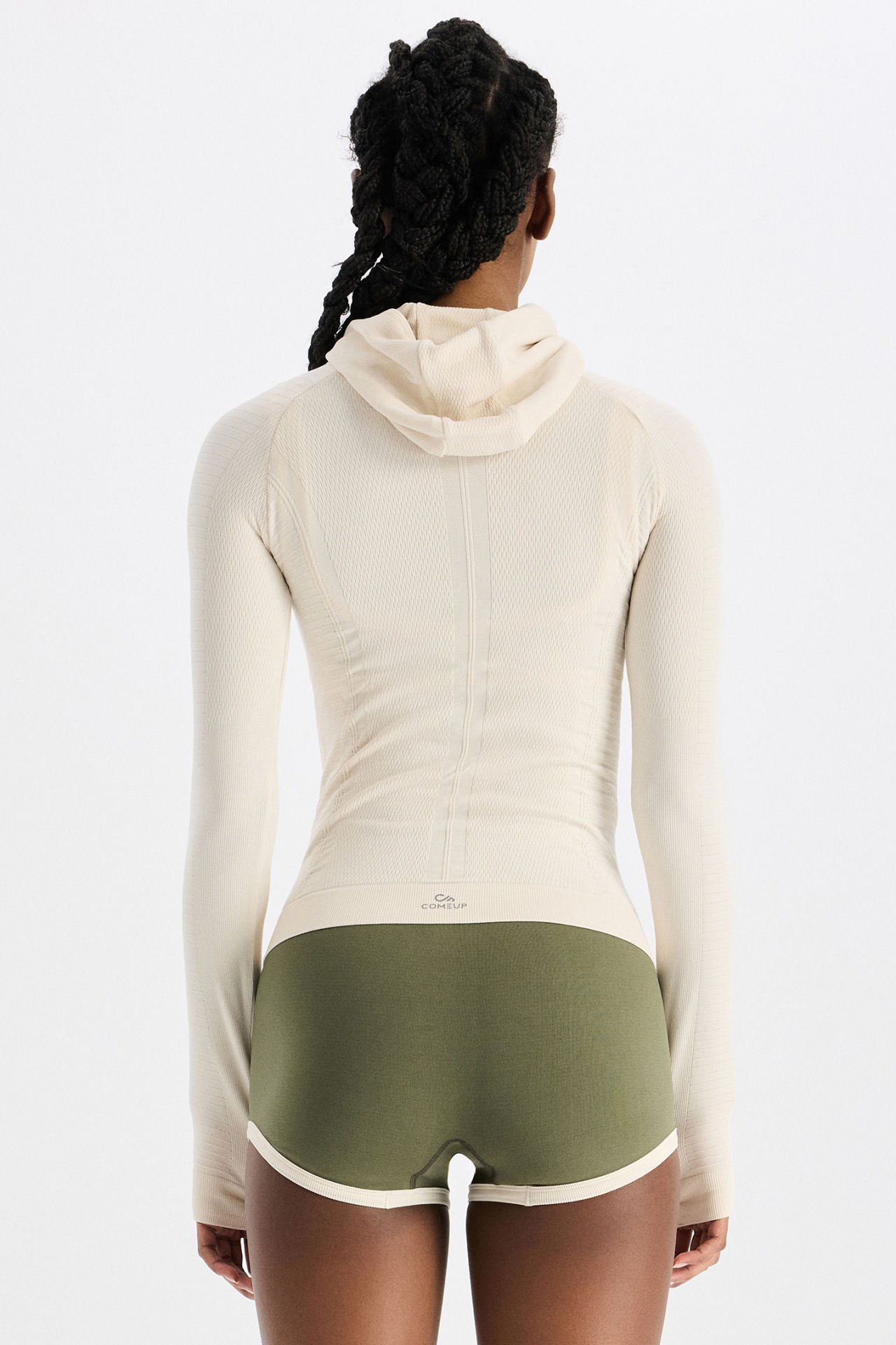 Uzun Kollu Kapüşonlu Sweatshirt Badem Sütü