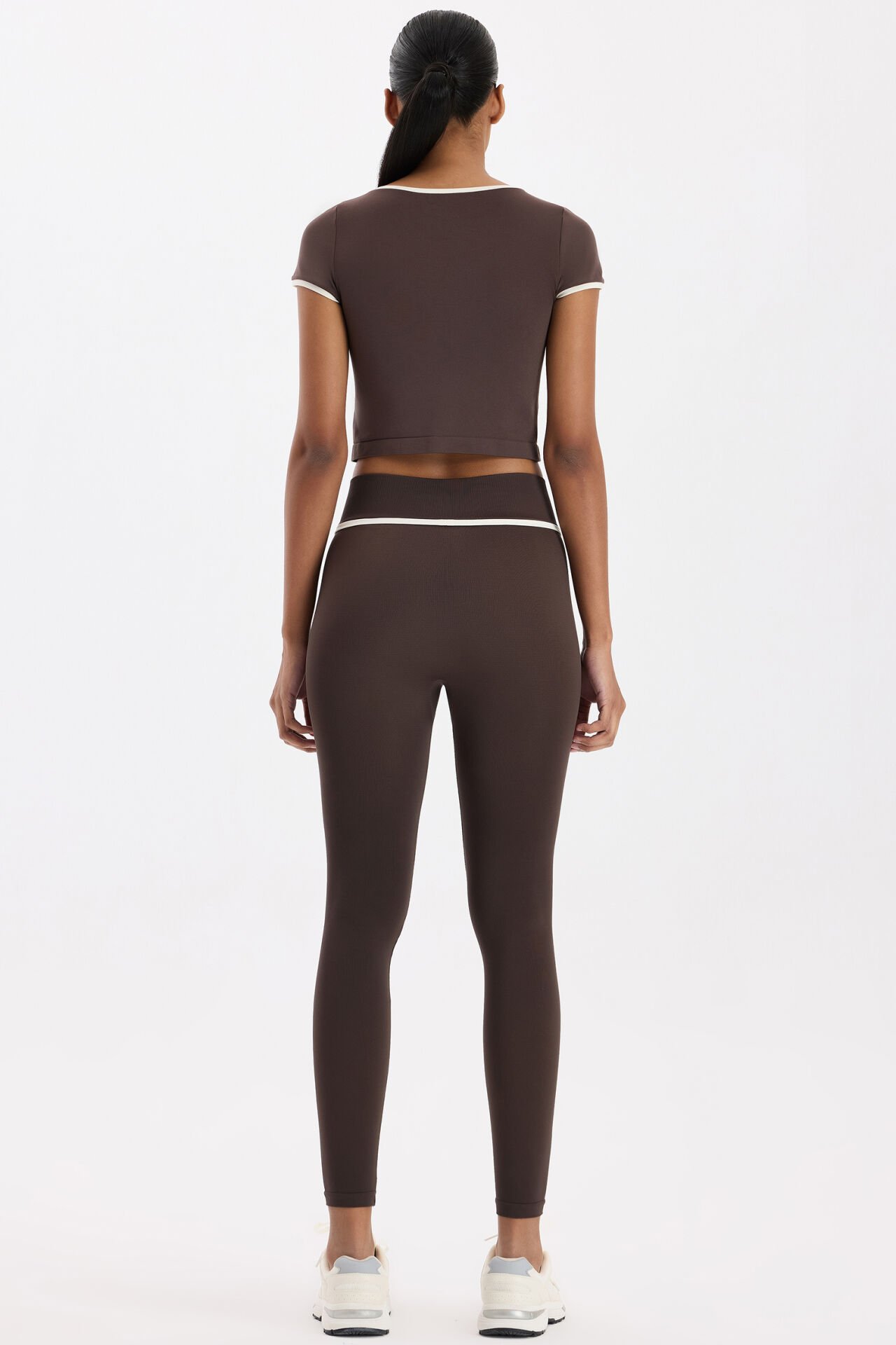 Kontrast Biyeli Spor Tayt Kakao Dansı