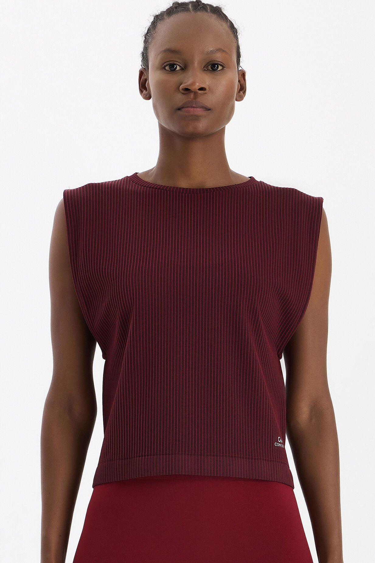 Fitilli Kolsuz Tişört Kestane Bordo