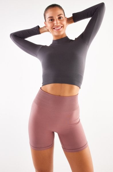 Crop Top Balıkçı Yaka Antrasit