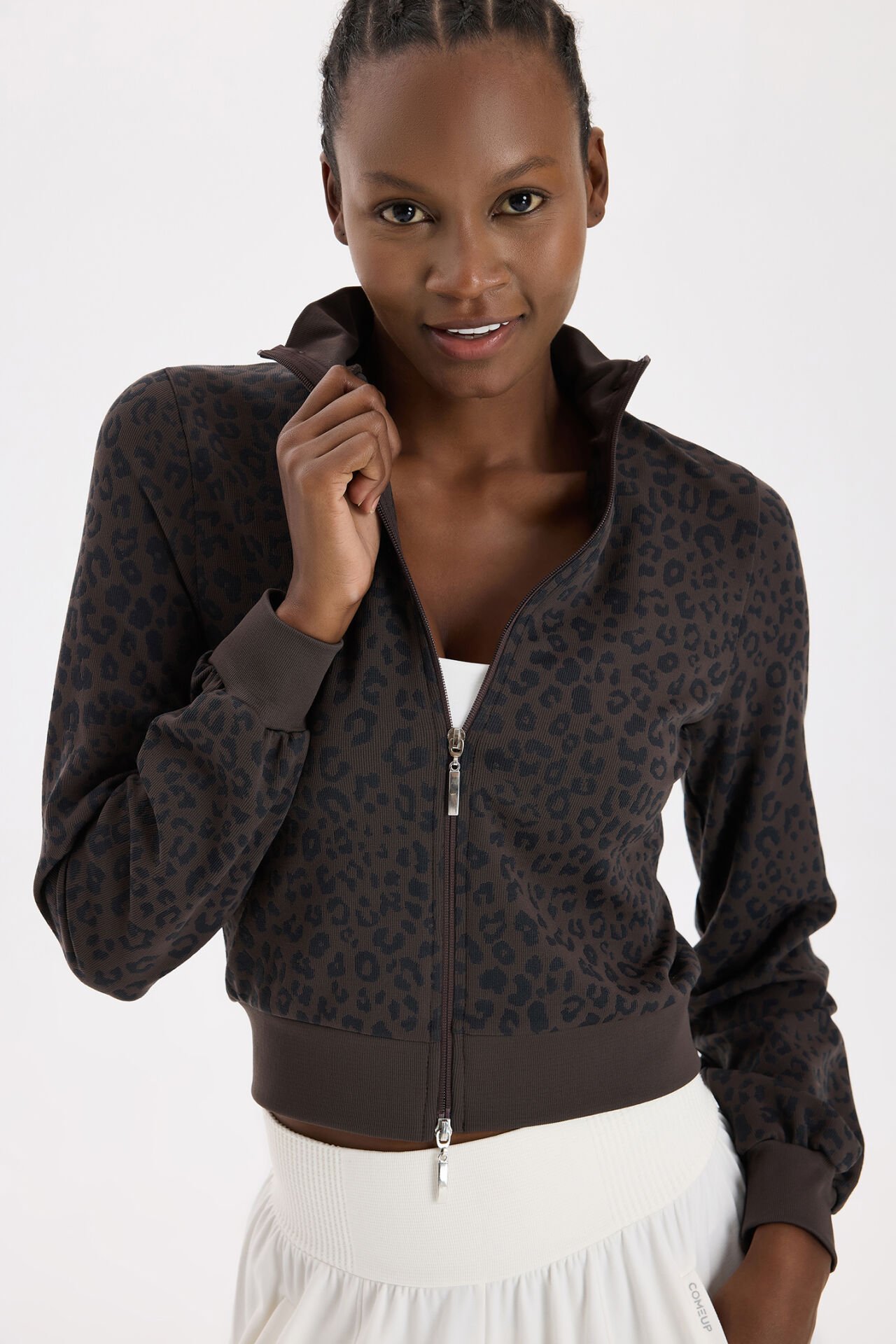 Bomber Ceket Leopar Desenli Kakao Dansı