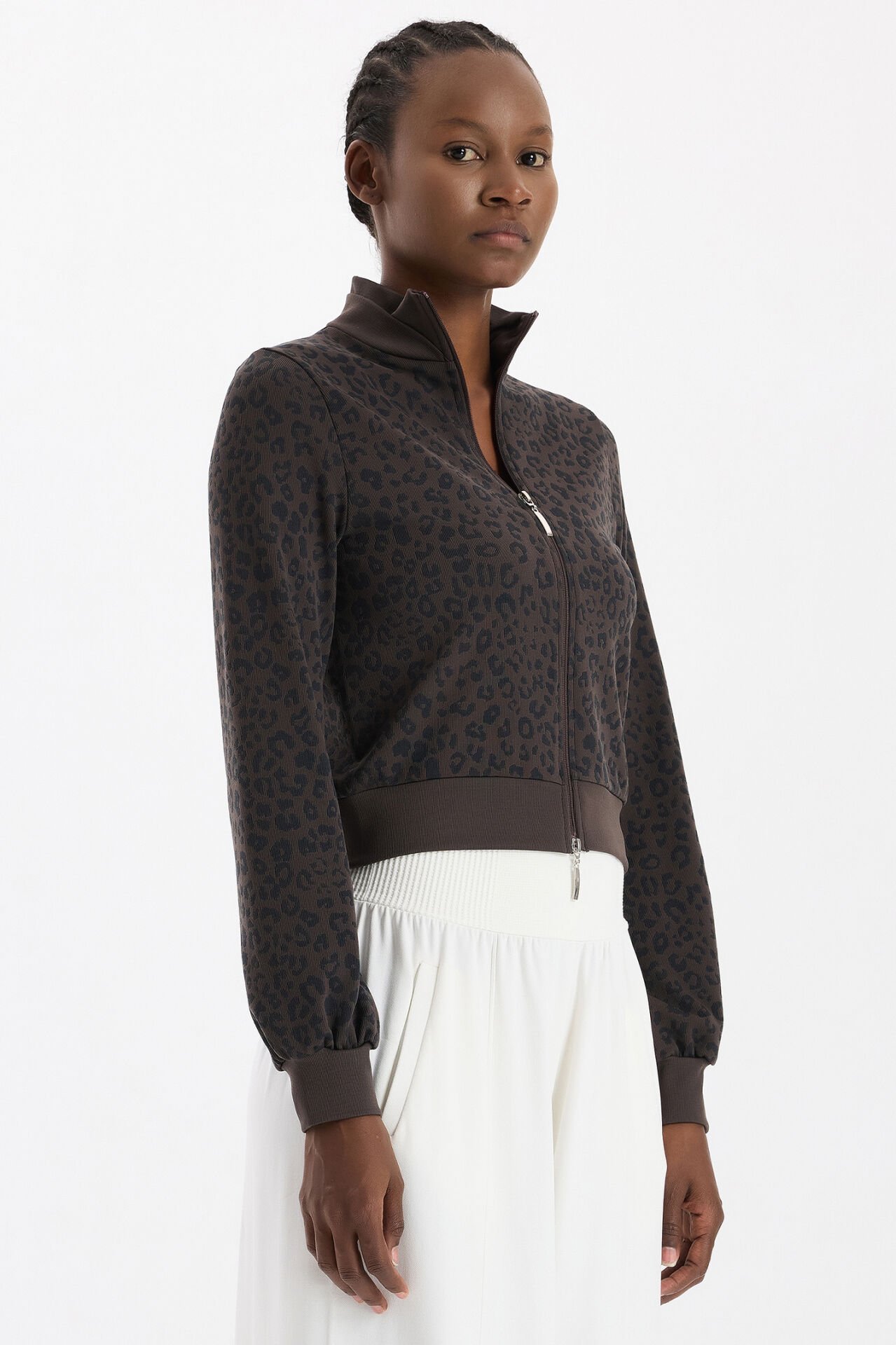 Bomber Ceket Leopar Desenli Kakao Dansı