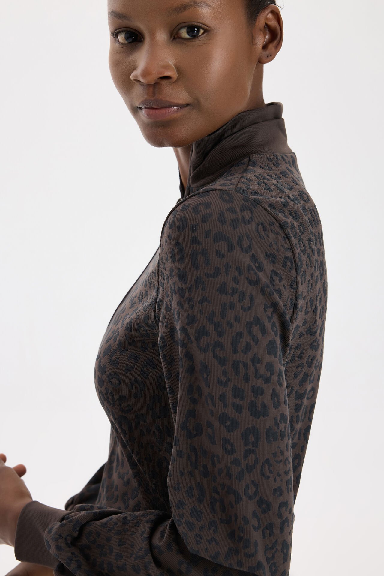 Bomber Ceket Leopar Desenli Kakao Dansı