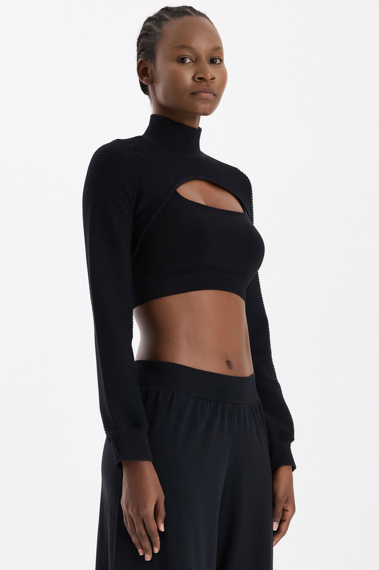 3 boyutlu Örgü Dokulu Bolero Siyah