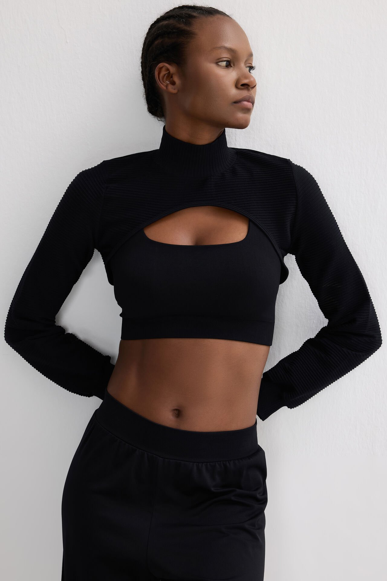 3 boyutlu Örgü Dokulu Bolero Siyah