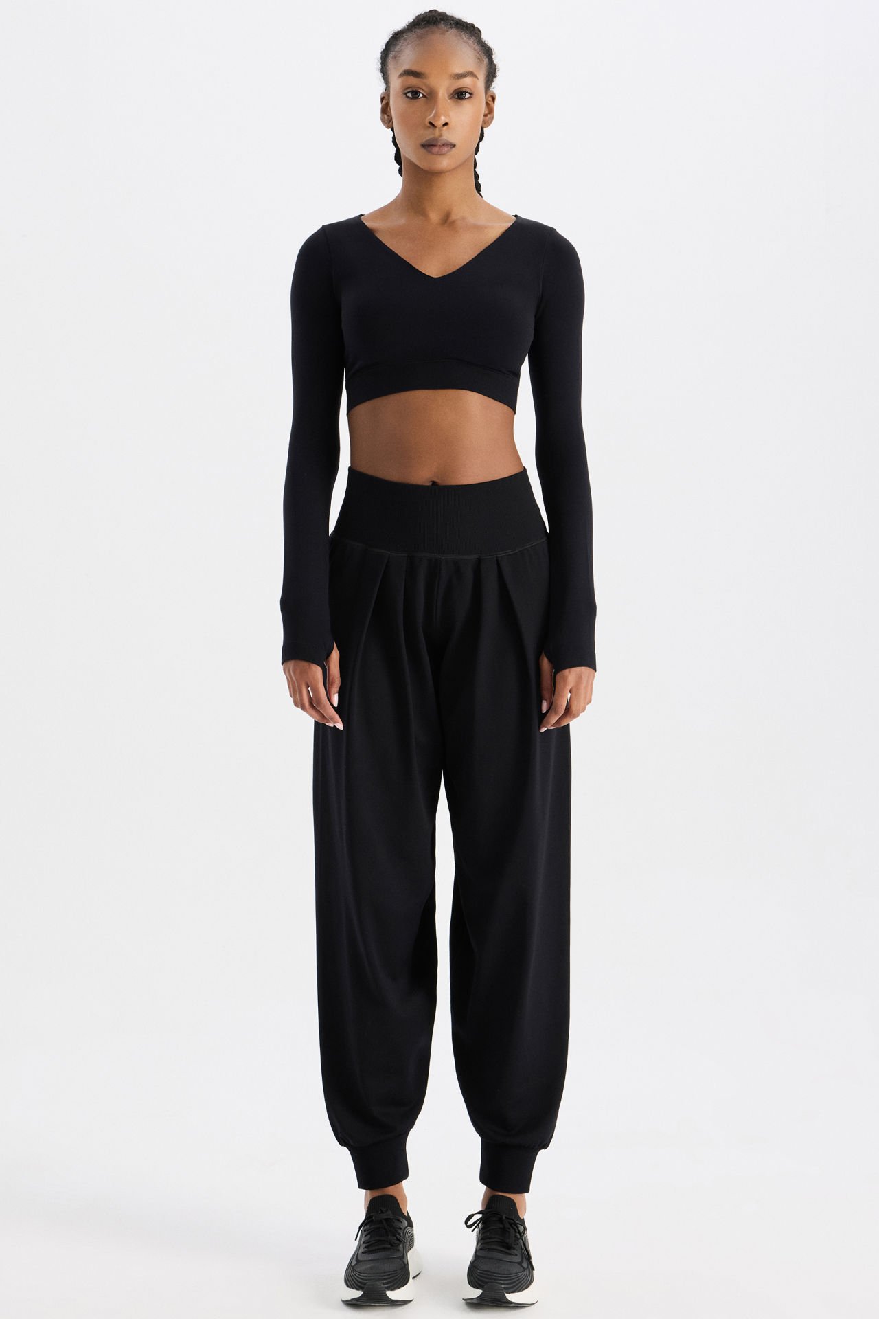 Soft Kumaş Dokulu Dikişsiz Jogger Pantolon Siyah