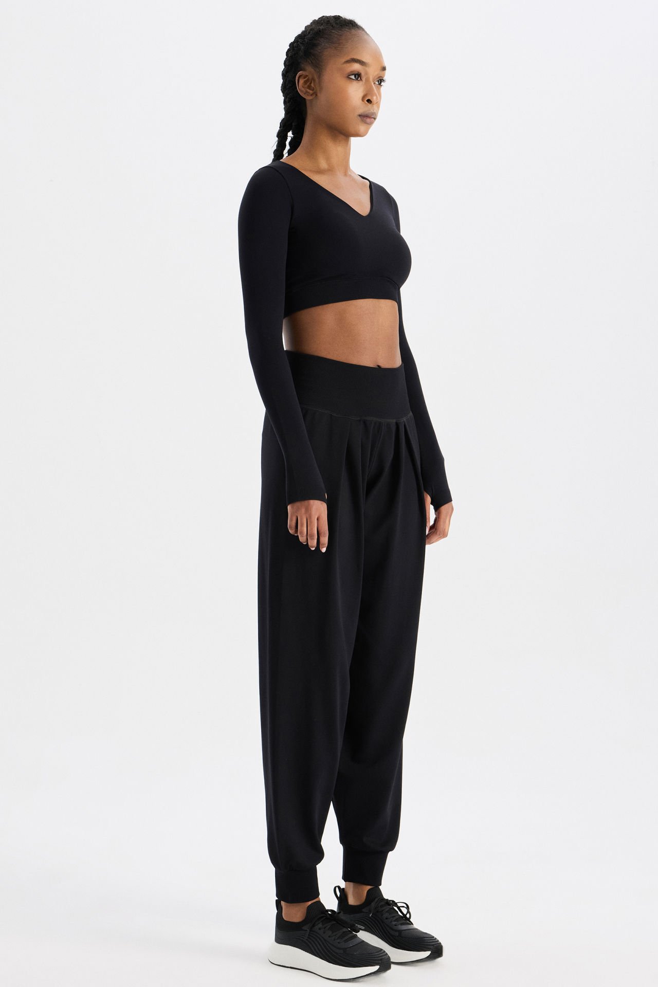 Soft Kumaş Dokulu Dikişsiz Jogger Pantolon Siyah