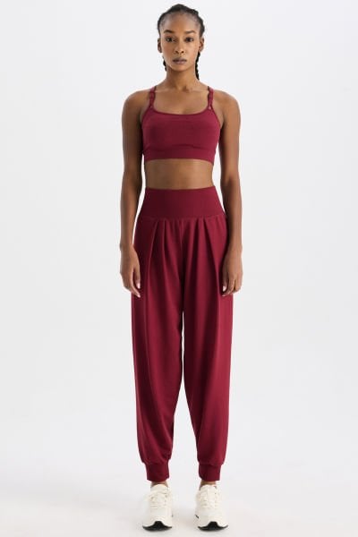 Soft Kumaş Dokulu Dikişsiz Jogger Pantolon Scarlet Kırmızısı