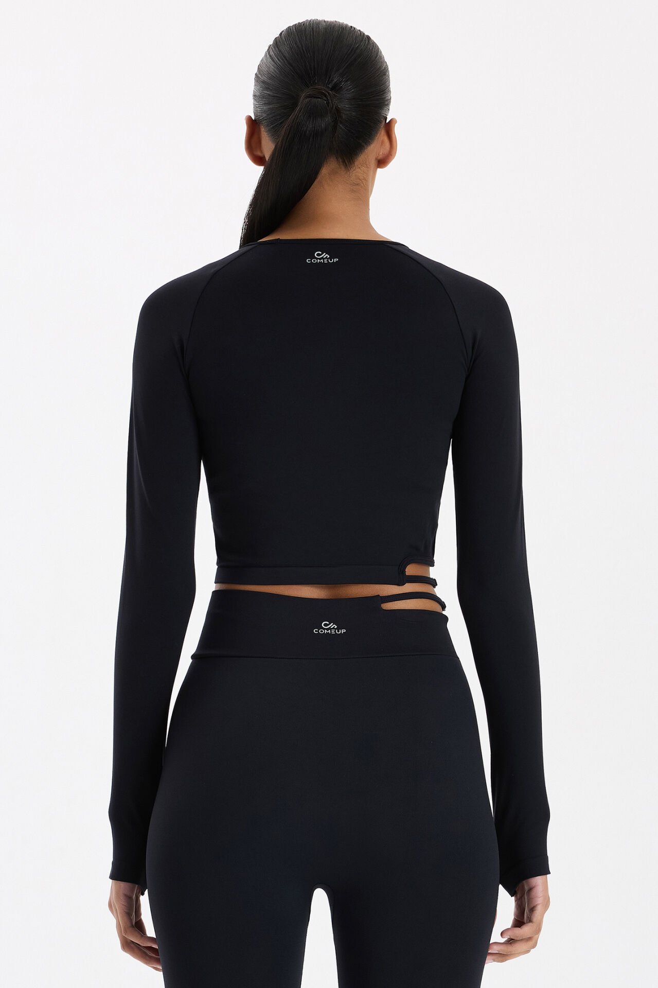 Tokalı Parmak Geçmeli Crop Top Siyah