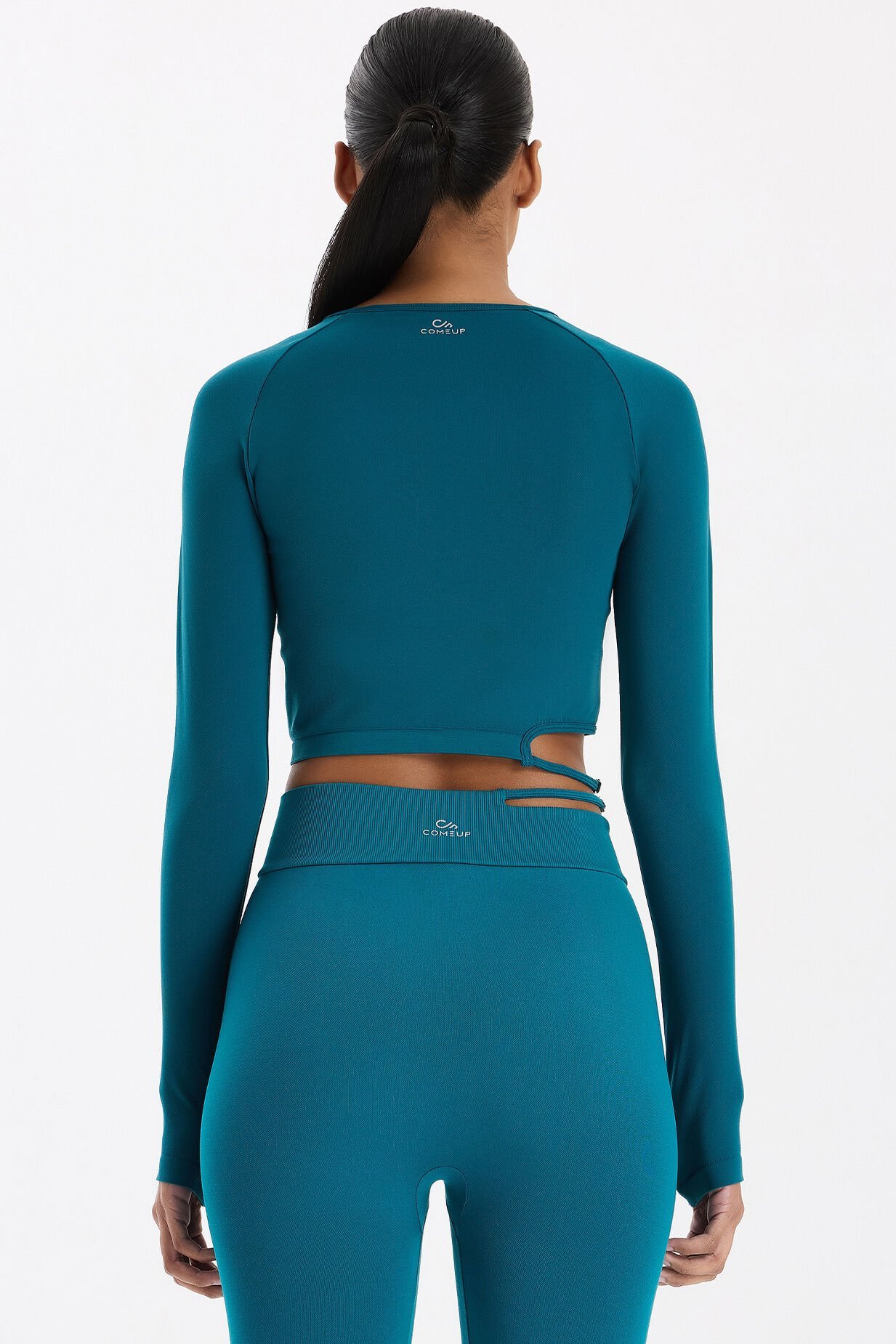 Tokalı Parmak Geçmeli Crop Top Milenyum Yeşili