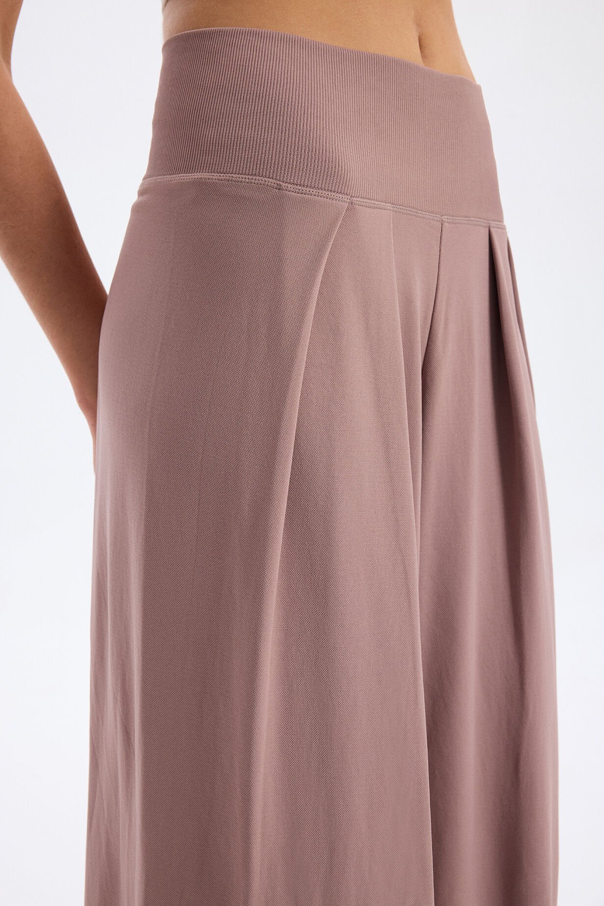 Soft Dokulu Palazzo Pantolon Mocha