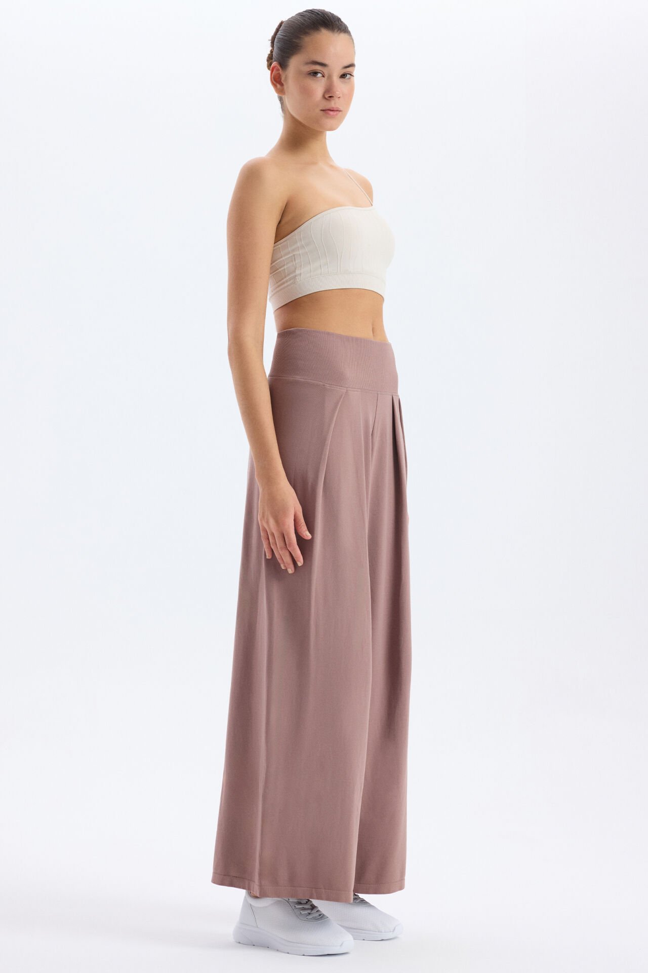 Soft Dokulu Palazzo Pantolon Mocha