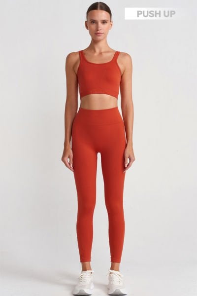 Balıksırtı Desenli Toparlayıcı Tayt Terracota