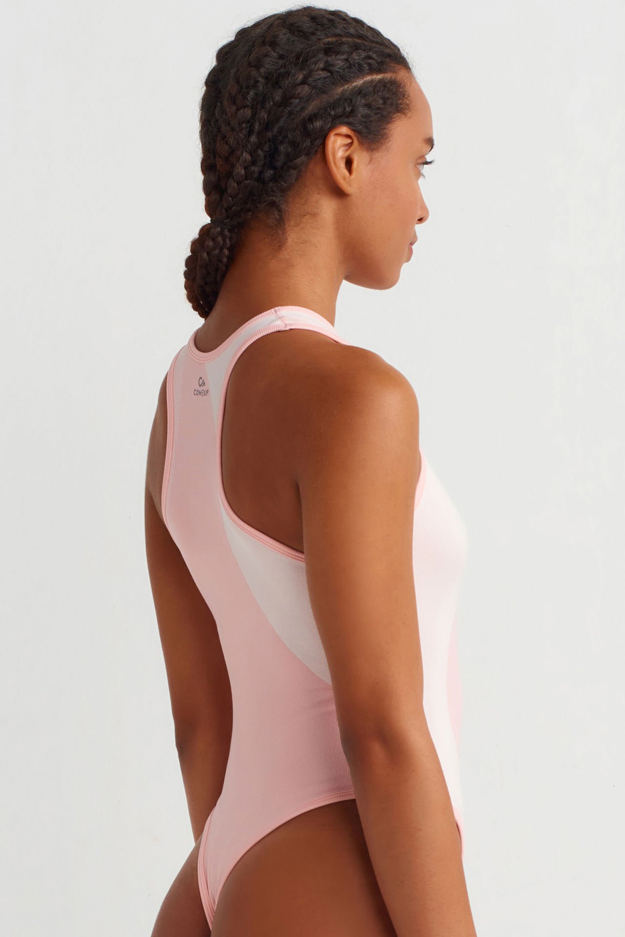 İnce Fitilli Alttan Çıtçıtlı Spor Body İngiliz Pembe