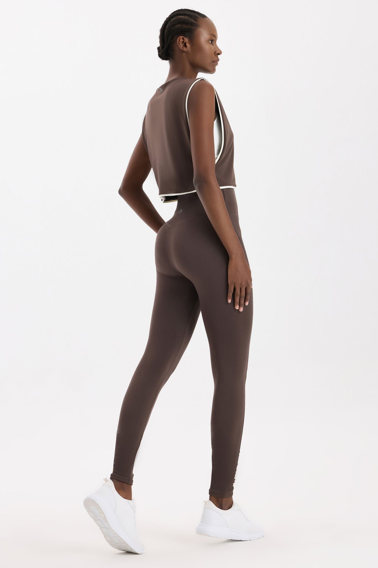 Yüksek Bel Dikiş Detaylı Push Up Tayt Kakao Dansı