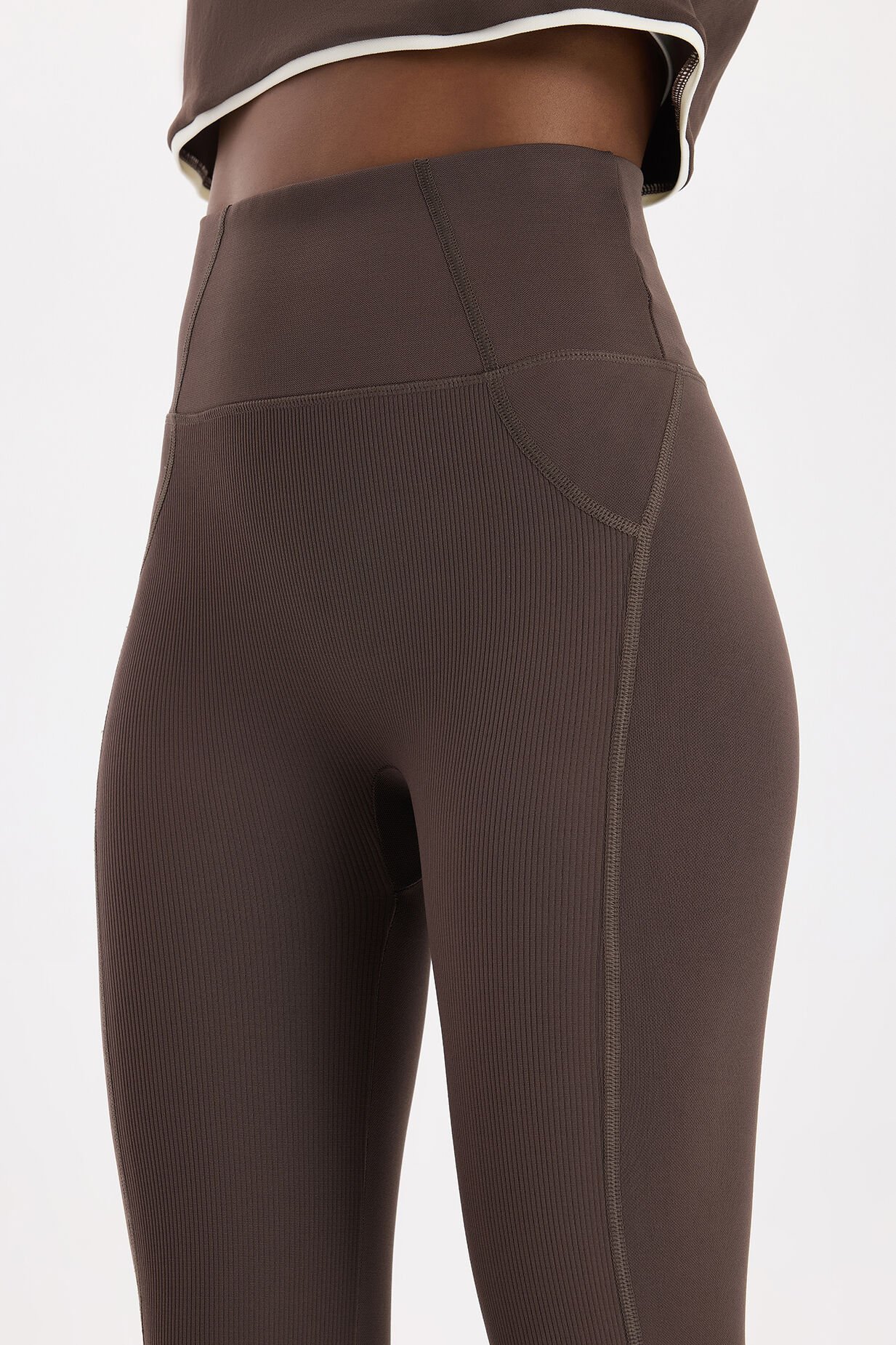 Yüksek Bel Dikiş Detaylı Push Up Tayt Kakao Dansı