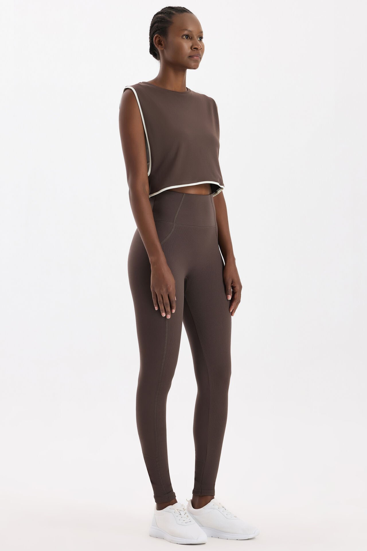 Yüksek Bel Dikiş Detaylı Push Up Tayt Kakao Dansı