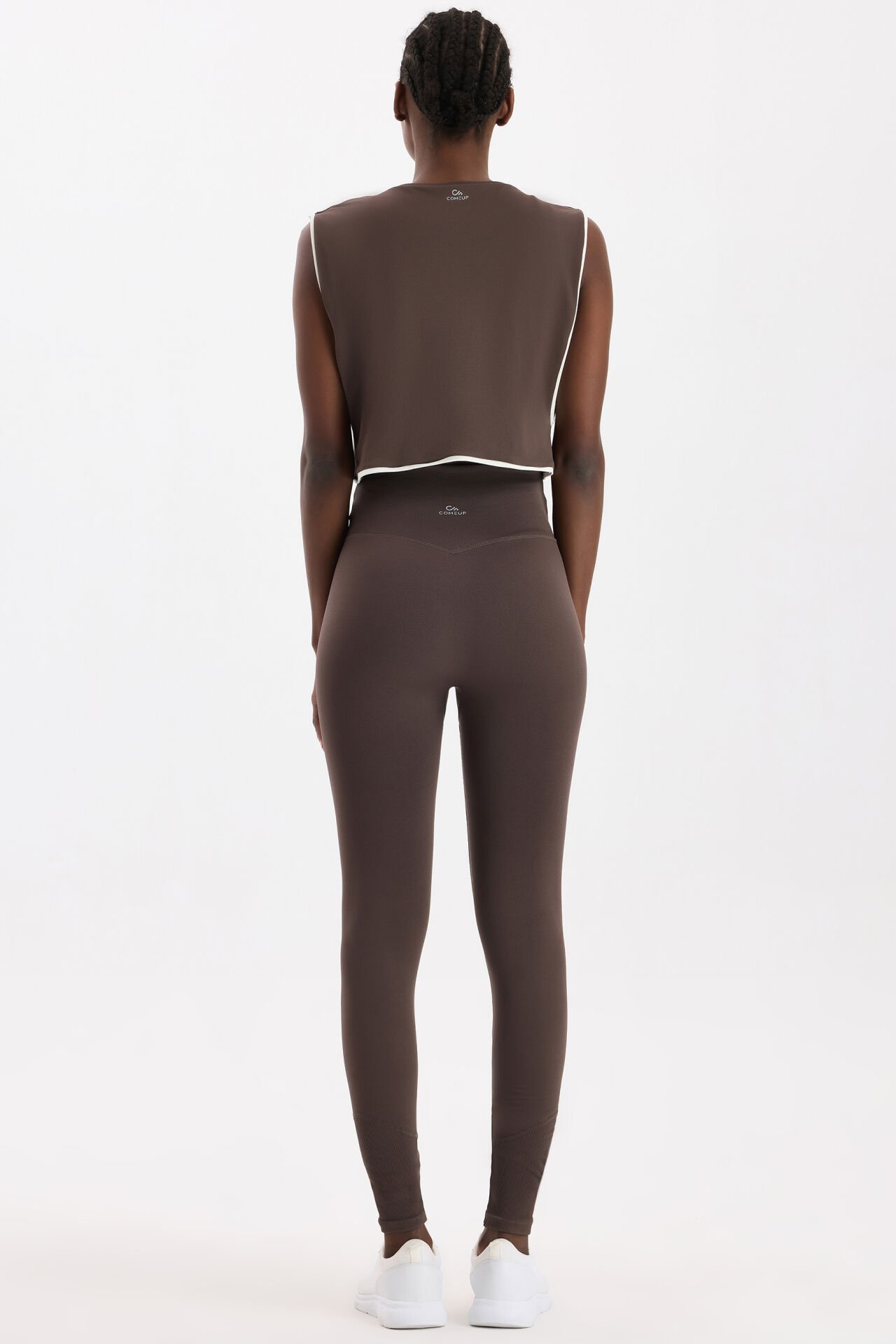 Yüksek Bel Dikiş Detaylı Push Up Tayt Kakao Dansı