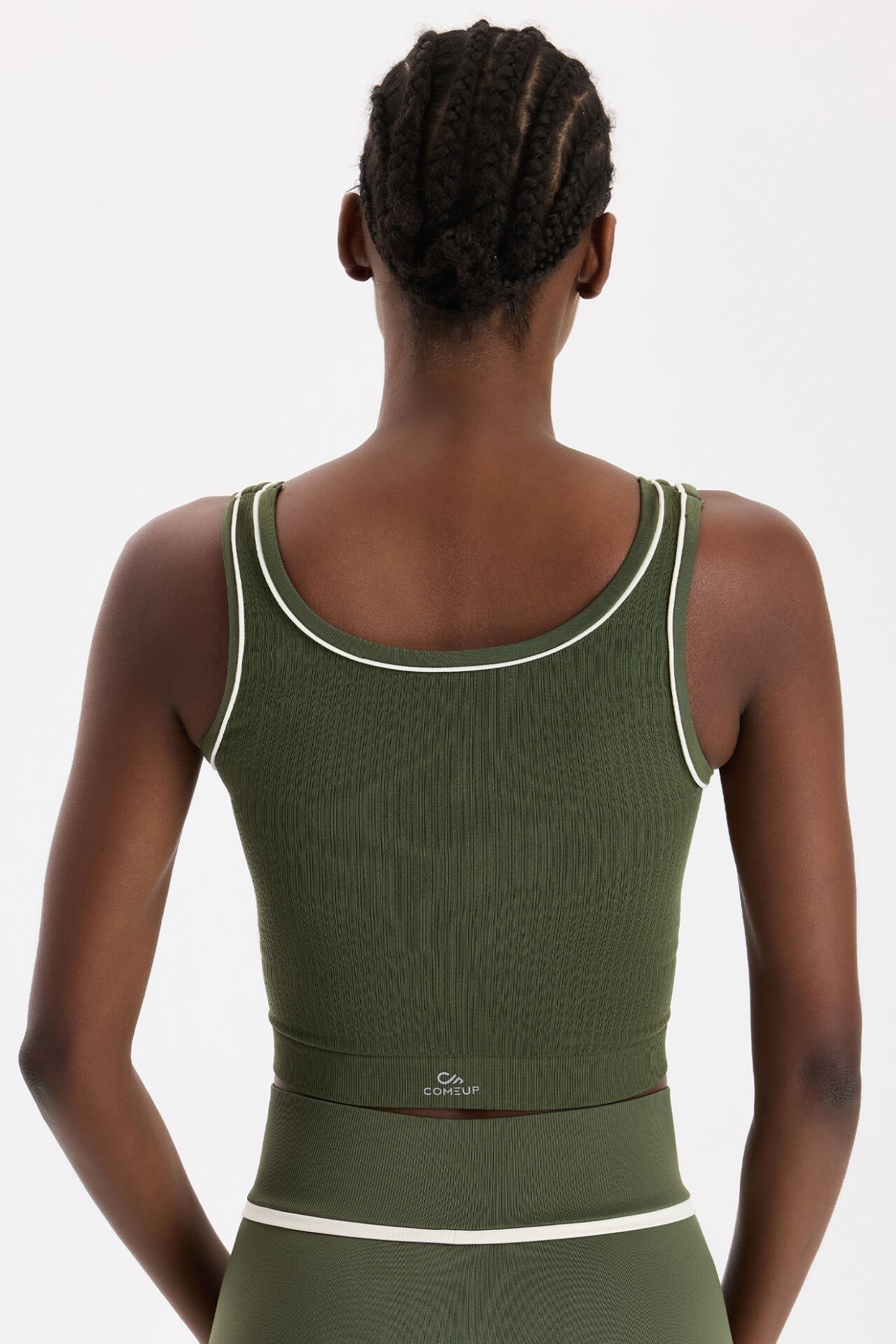 Kontrast Biyeli Fitilli Atlet Koyu Yaprak Yeşili