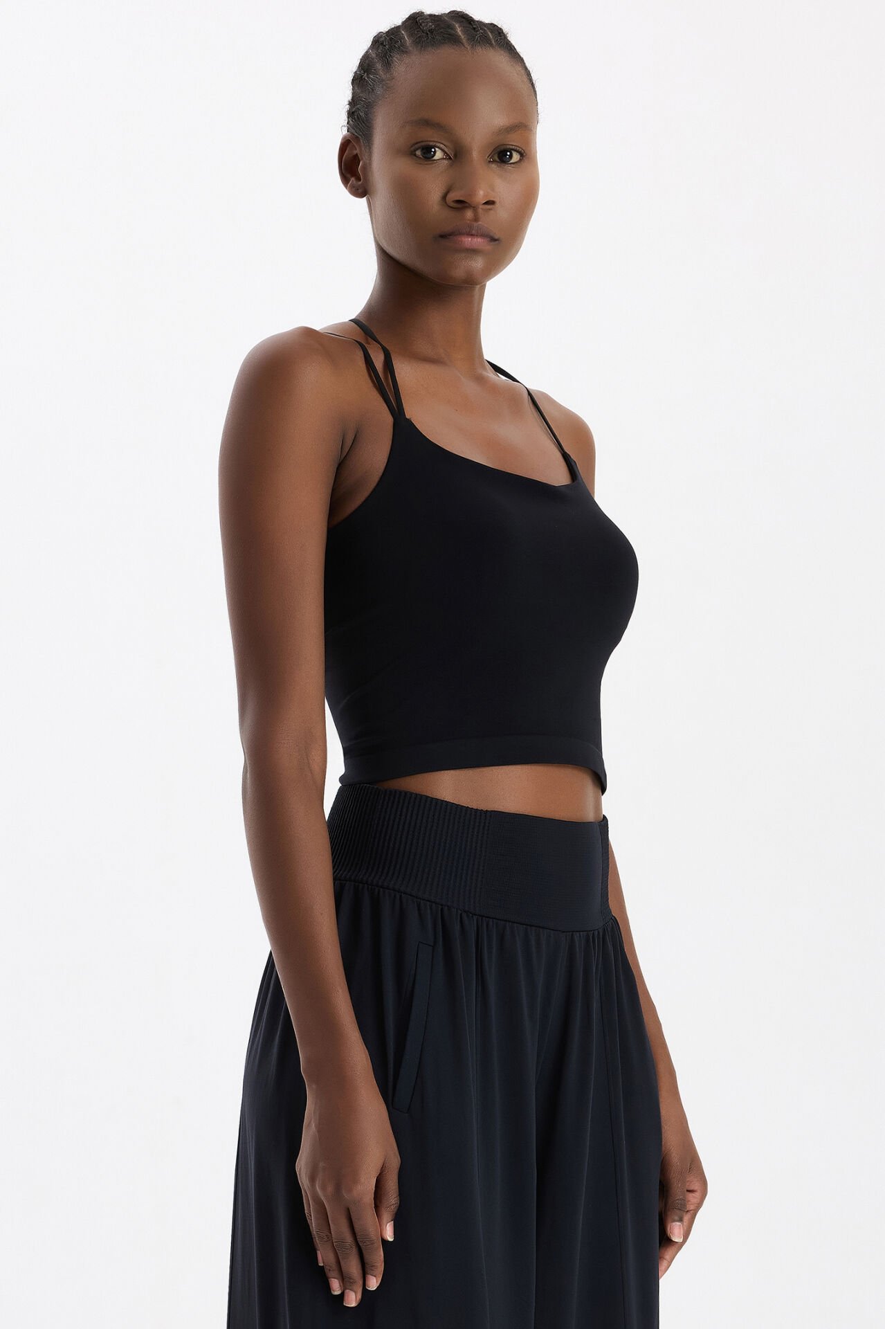 Çift İp Askılı Pedli Atlet Siyah