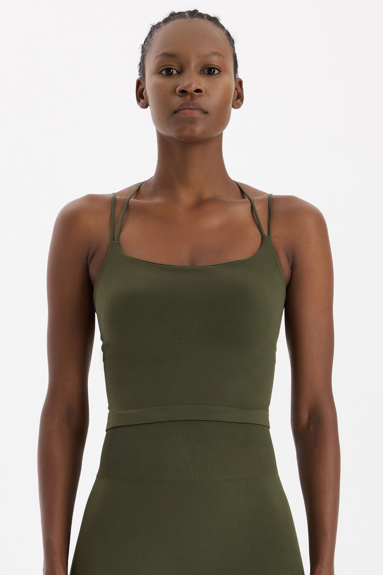 Çift İp Askılı Pedli Atlet Koyu Yaprak Yeşili