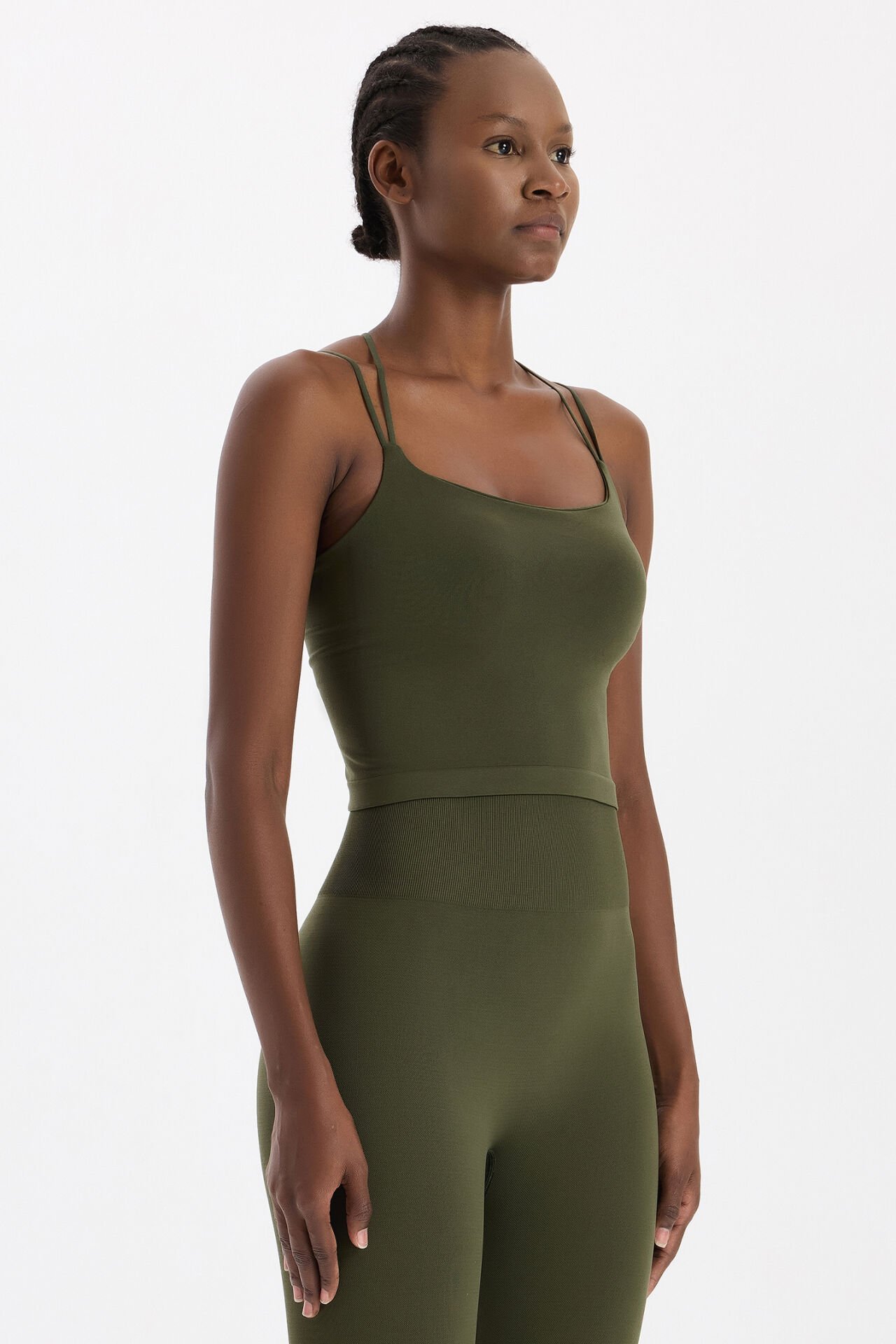 Çift İp Askılı Pedli Atlet Koyu Yaprak Yeşili