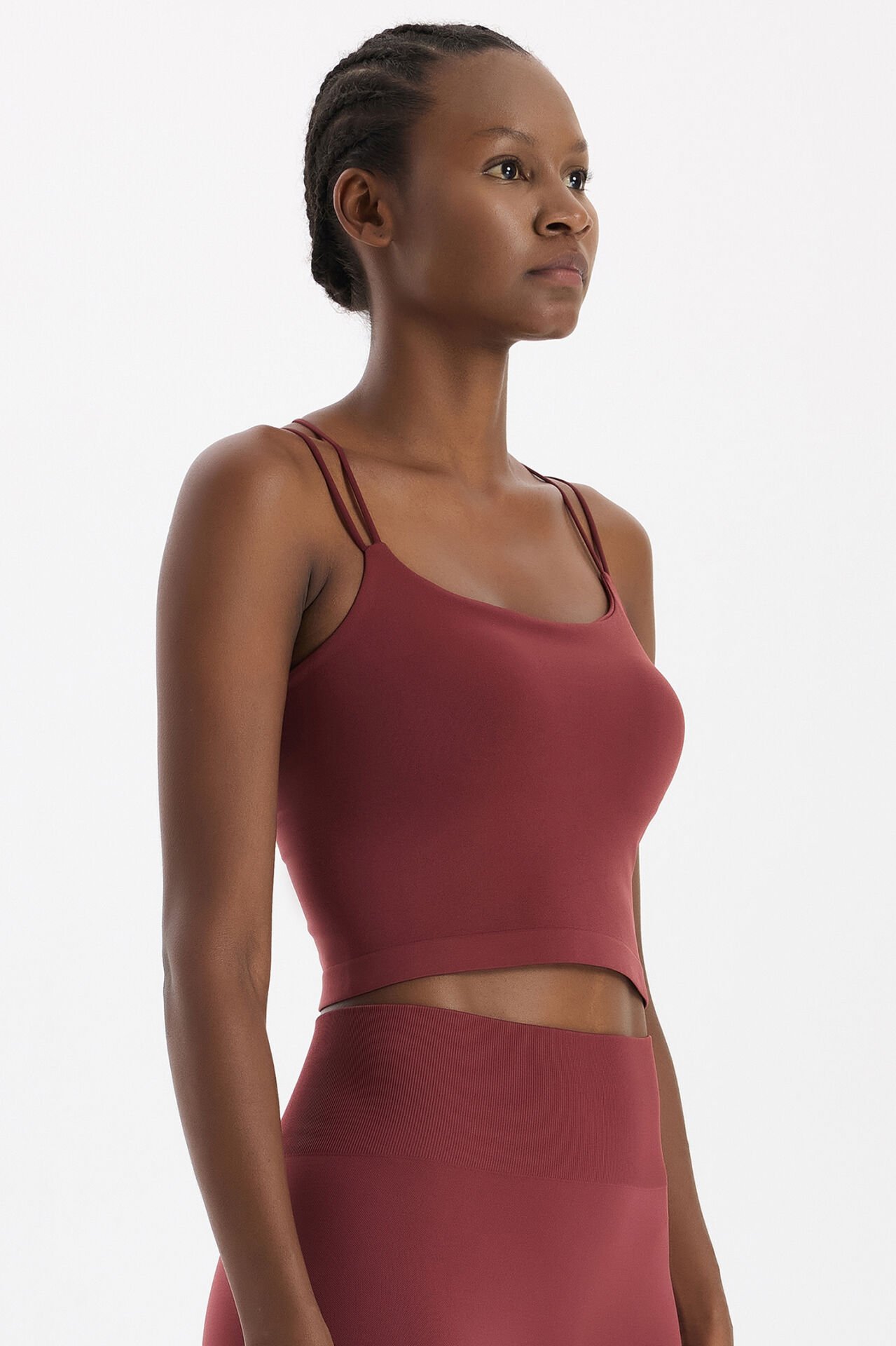 Çift İp Askılı Pedli Atlet Kestane Bordo