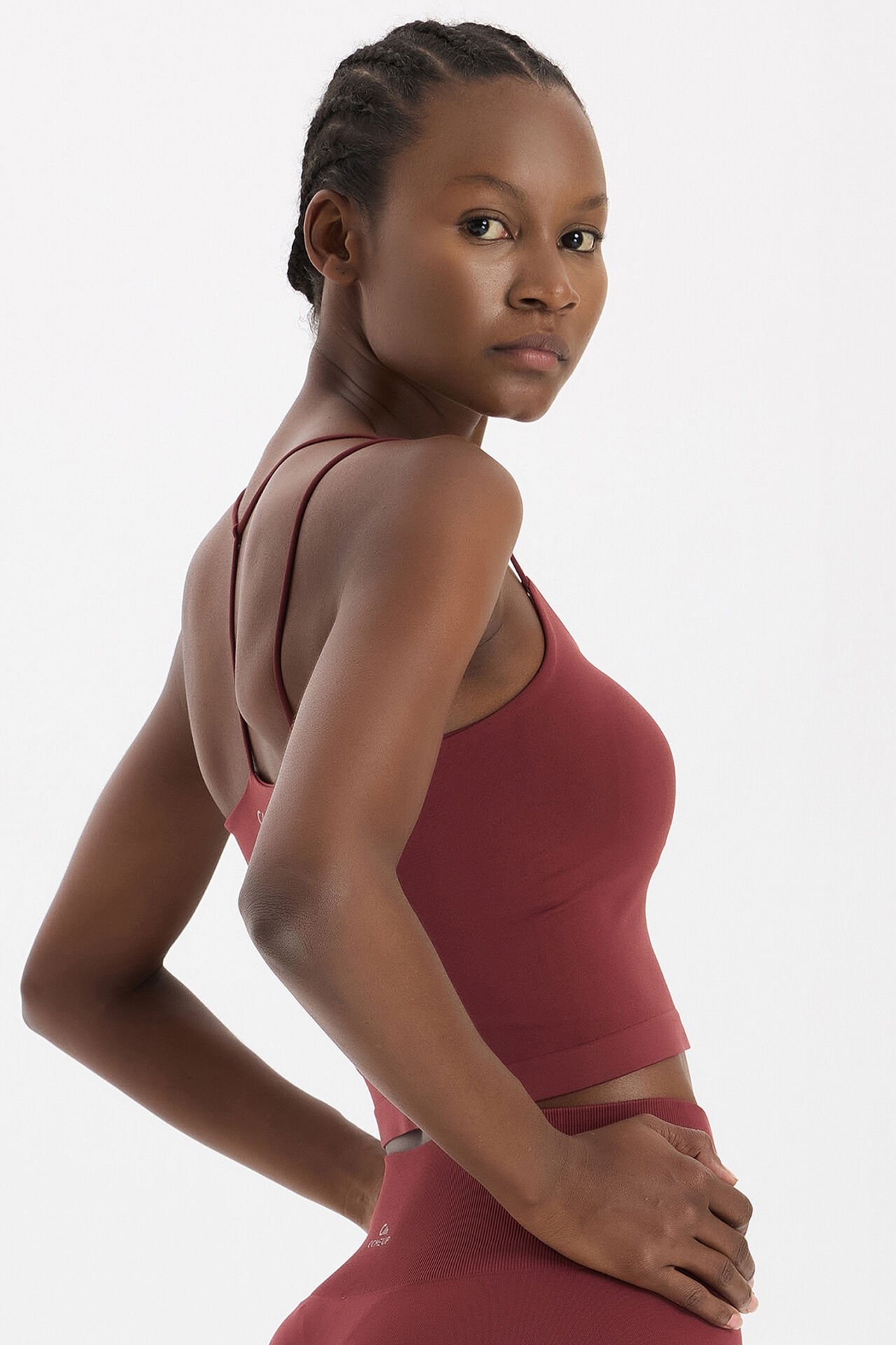 Çift İp Askılı Pedli Atlet Kestane Bordo