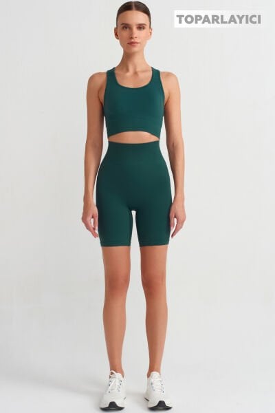 Toparlayıcı Biker Şort Çam Yeşili