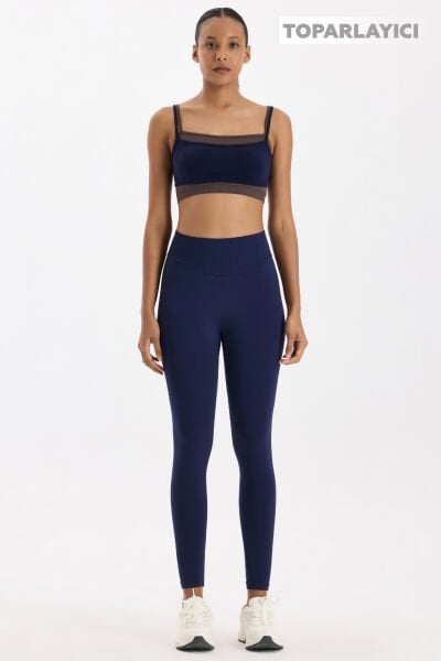 Oval Kemer Tasarımlı Toparlayıcı Tayt Oxford Blue