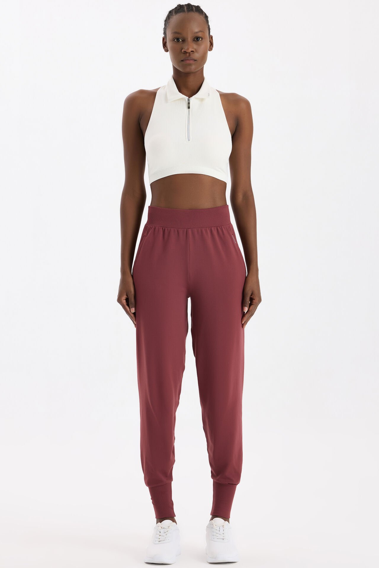 Cepli Dikişsiz Jogger Pantolon Kestane Bordo