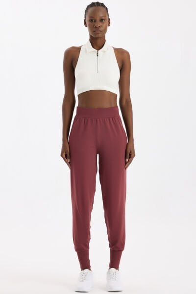 Cepli Dikişsiz Jogger Pantolon Kestane Bordo