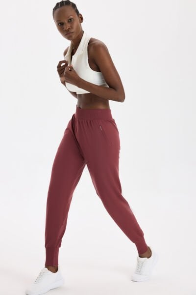 Cepli Dikişsiz Jogger Pantolon Kestane Bordo
