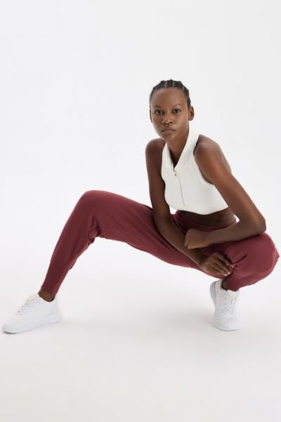 Cepli Dikişsiz Jogger Pantolon Kestane Bordo
