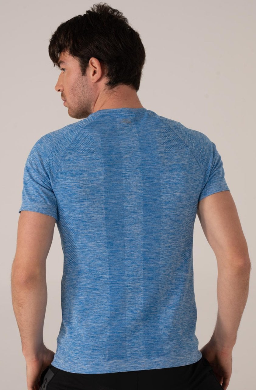 Dikişsiz Erkek Spor Tişört Mavi
