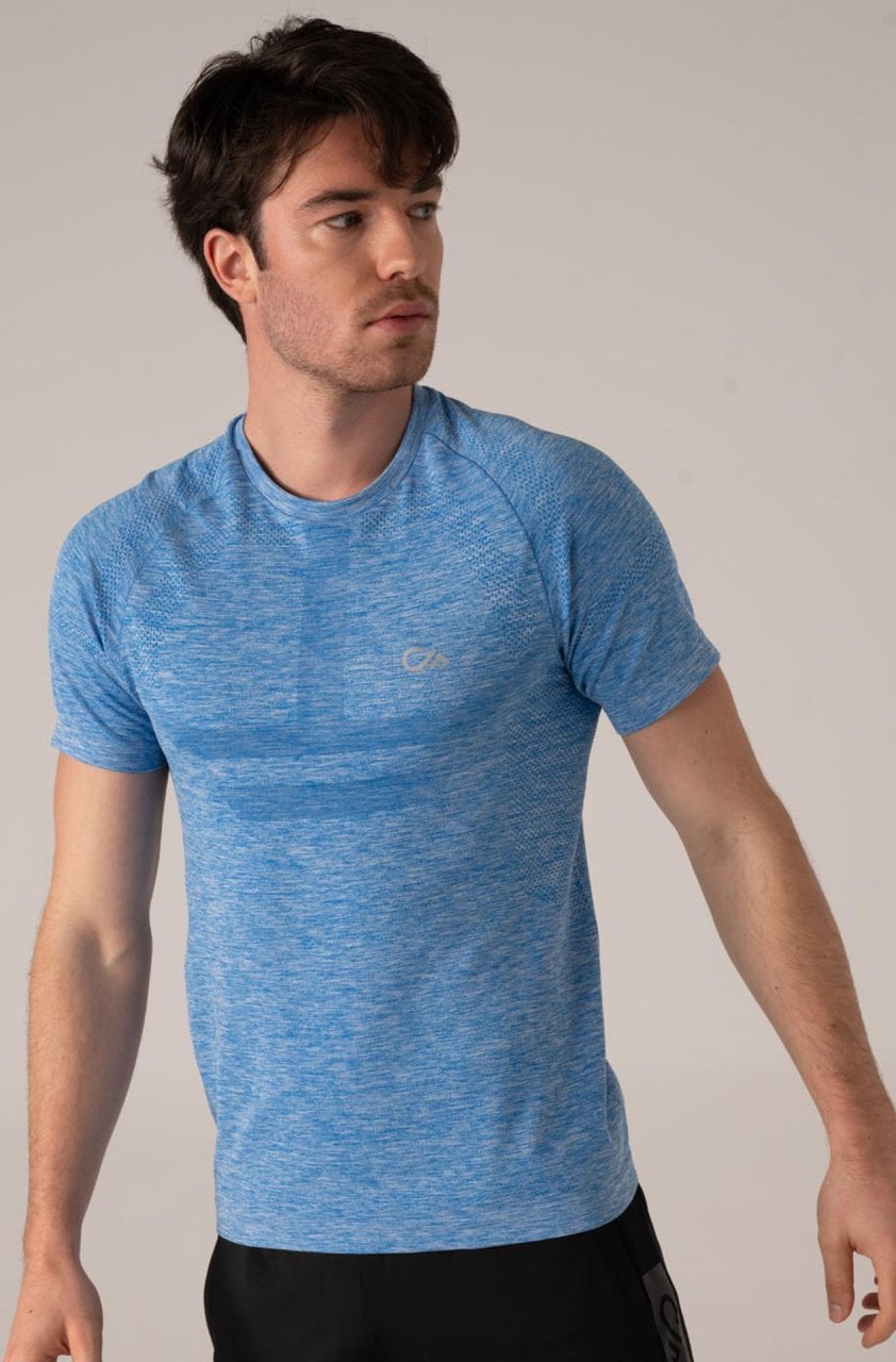 Dikişsiz Erkek Spor Tişört Mavi