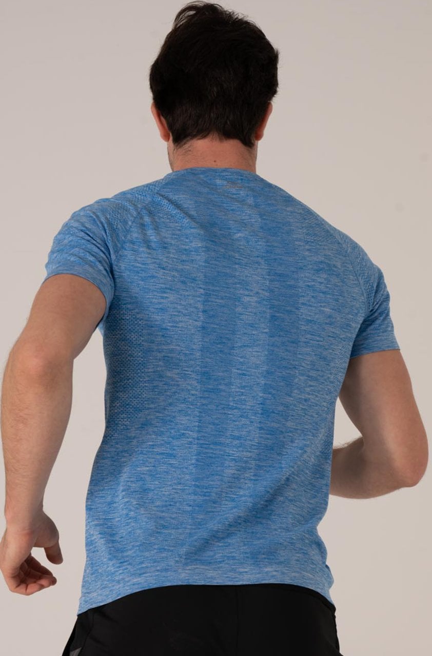 Dikişsiz Erkek Spor Tişört Mavi